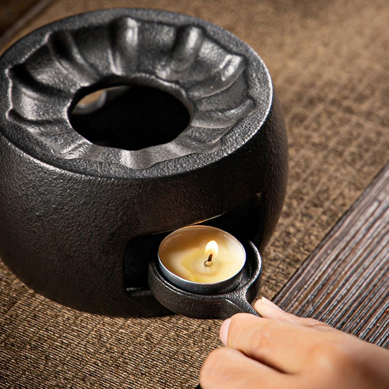 アップグレード酒セット ウォーマー付き、陶器ホットセット 8点 キャンドルストーブ1個、保温マグ1個、酒ポット1個、酒カップ4個、ト