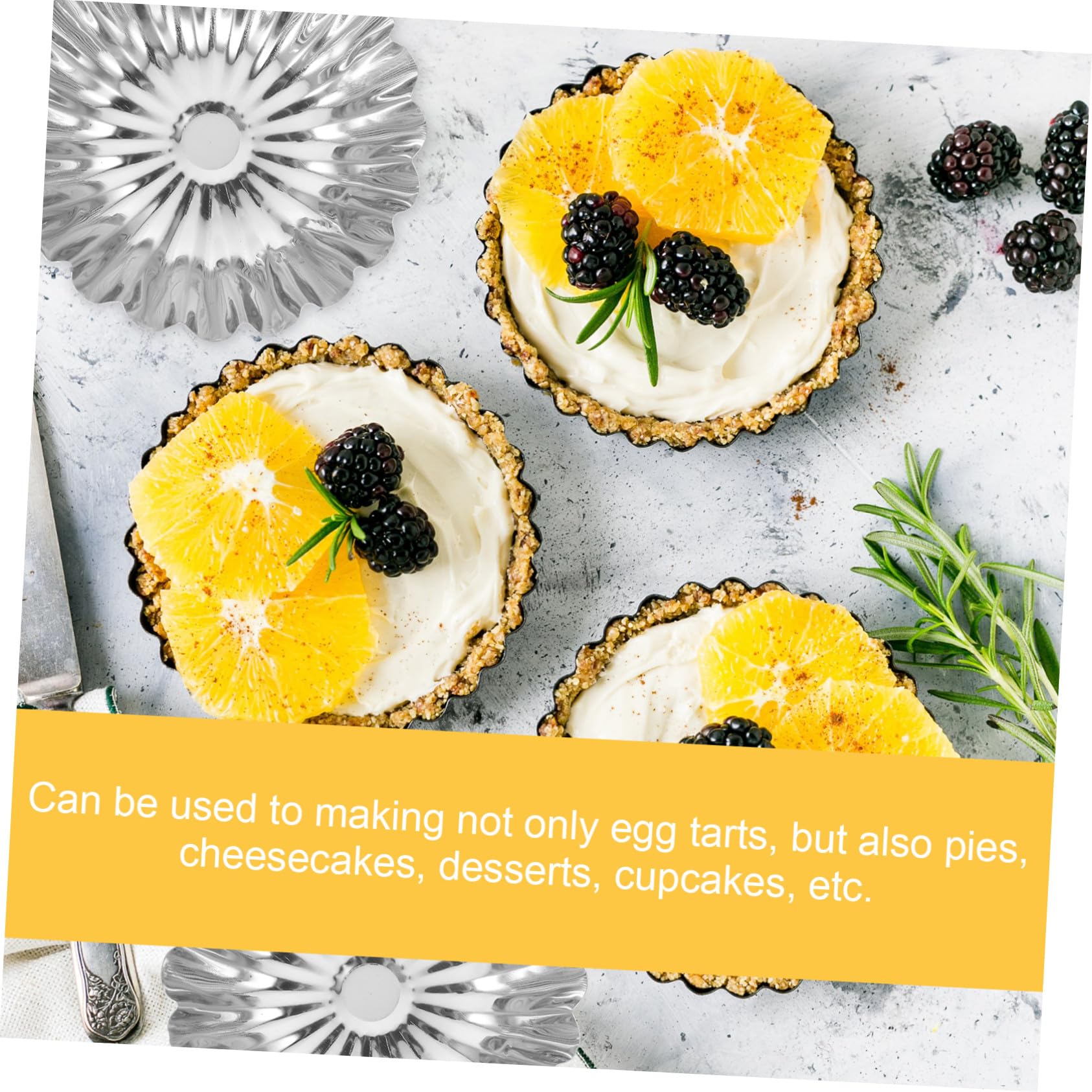 50 pièces Moules Tartelettes Acier Inoxydable Moules Pâtisserie Antiadhésifs pour Cupcakes Tartelettes Aux Œufs Pudding Adaptés Cuisine Maison et Professionnels