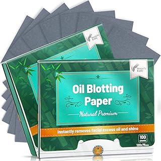 Beauty Kate Natural Premium Oil Blotting Paper for Oily Skin with Bamboo Charcoal,26% Larger Oil Blotting Sheets for Face,Makeup Friendly Oil Absorbing Sheets 200 Sheets