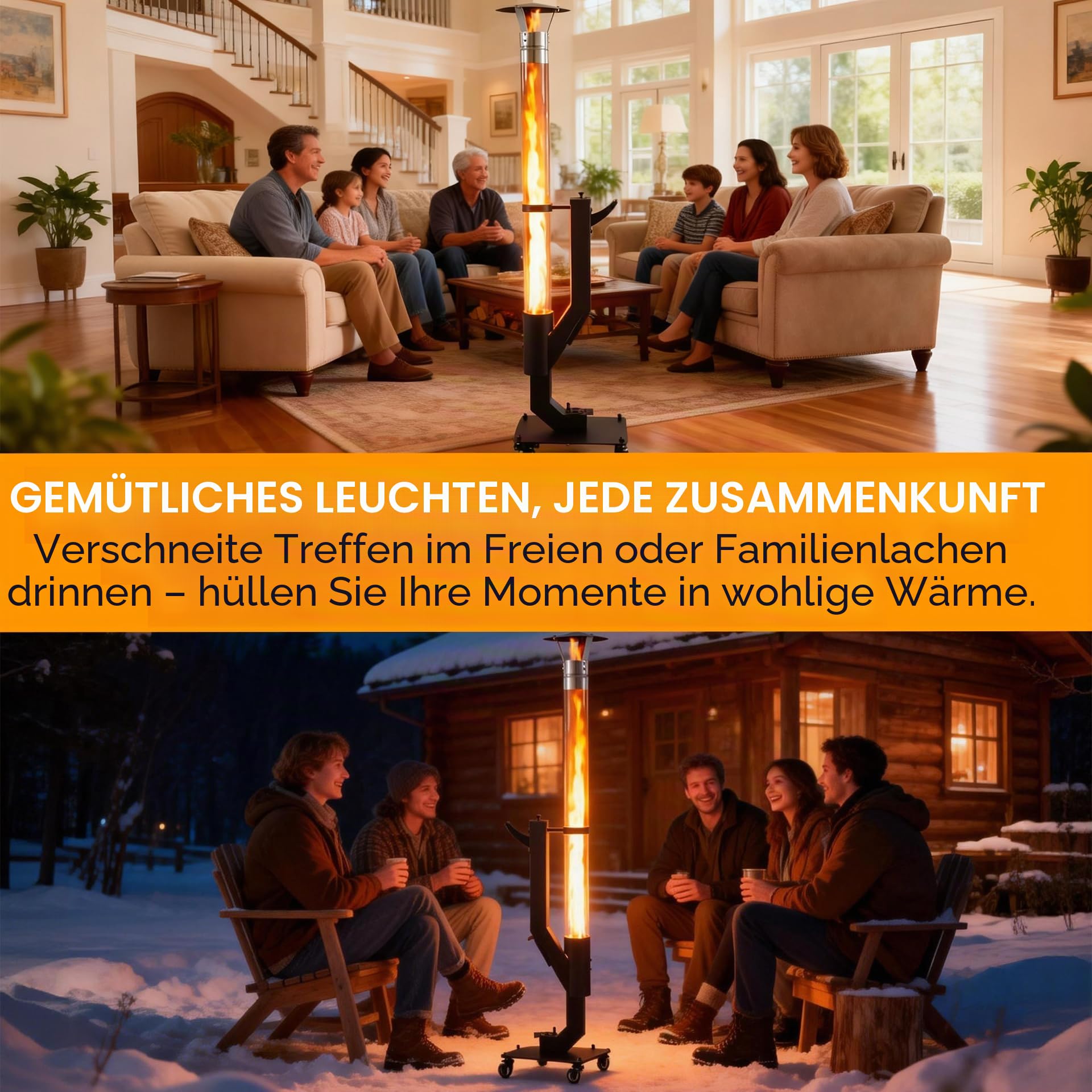 Pellet-Terrassenheizer, Holzpelletofen für den Außenbereich, mit Regenkappe aus Edelstahl, abschließbare Lenkrollen und Tragegriff, Aschebehälter + verstellbarer Lufteinlass für Garten