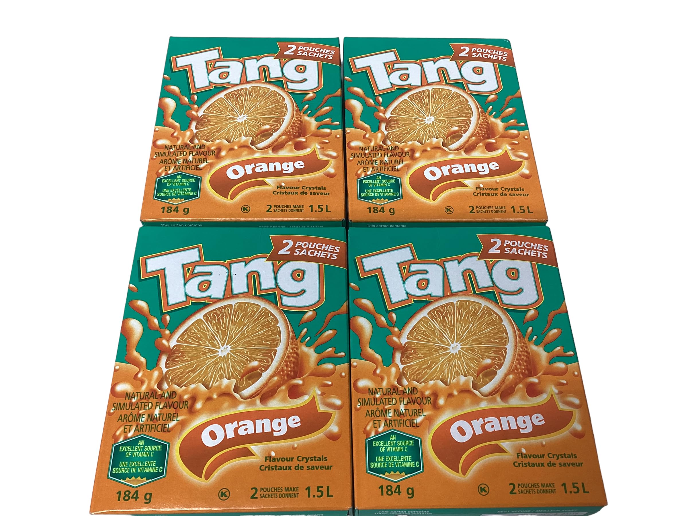 Tang Orange Drink Mix, 184g 4 Boxes of 2 (totals 8 Pouches