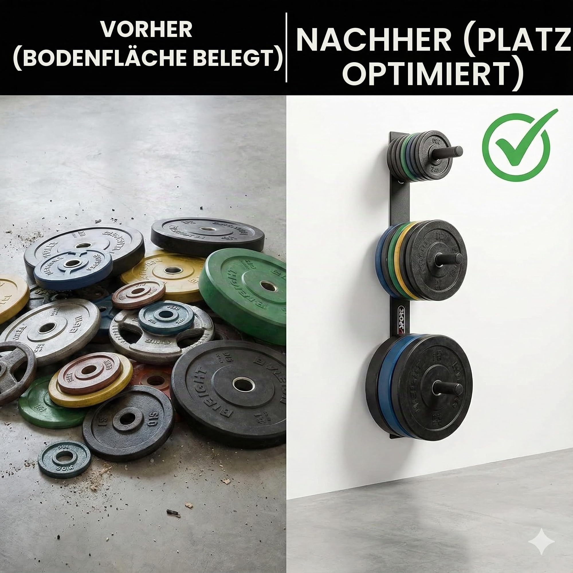 Wandscheibenhalter, Hantel Halterung, Gewichtshalter, platzsparend, für Fiteness Body Buildyng Home Gym Fitnessstudio
