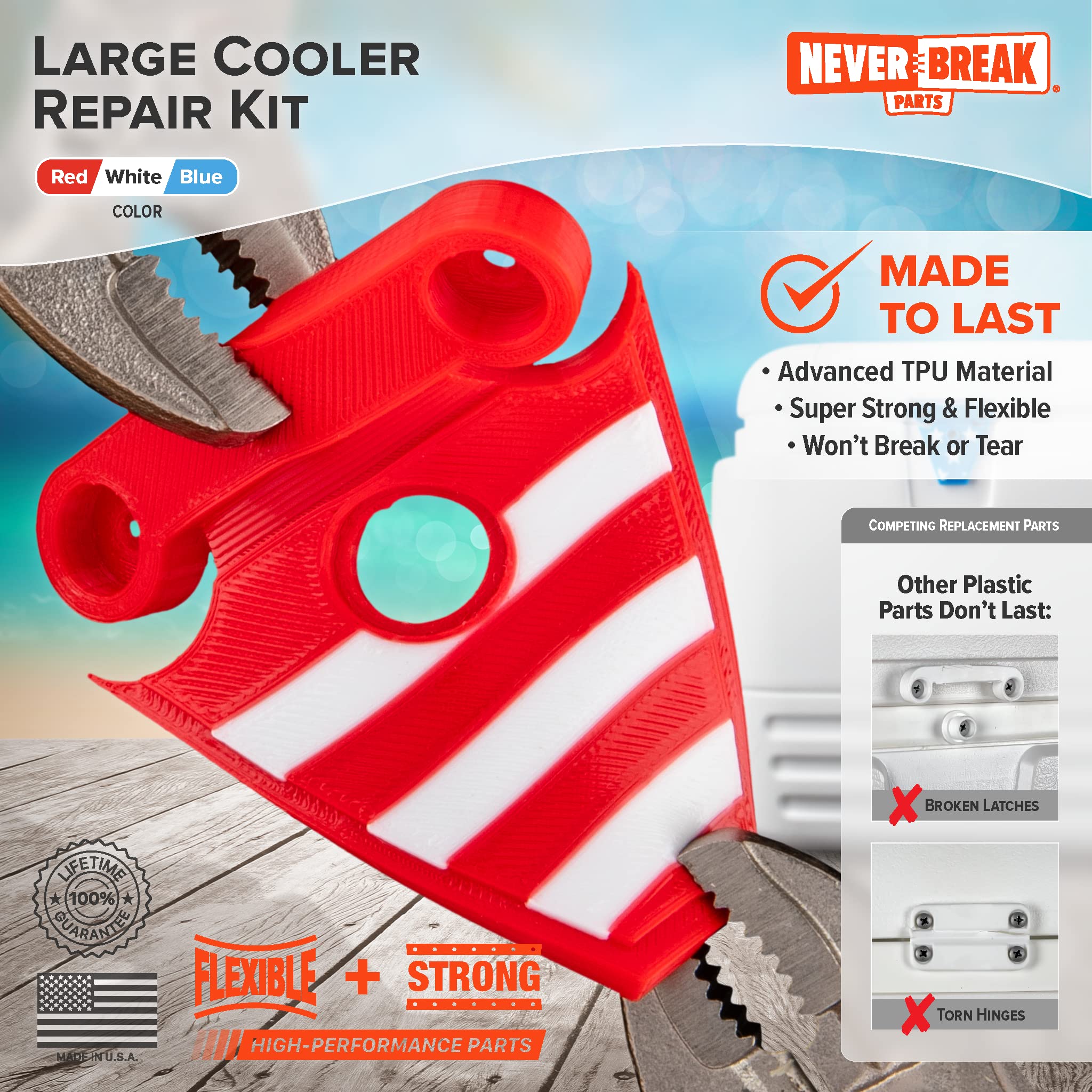 Kit Di 3 Cerniere Nere Con Viti Per Raffreddatore Igloo - NeverBreak Parts HG-3-IG-BLK