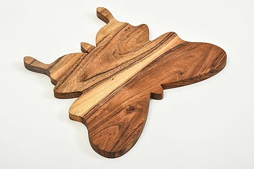 Miniatura 4 de Tabla de cortar de acacia orgánica para cocina, soporte para vino con asas para bloque de carnicero, queso y verduras, frutas y ensaladas (tabla de