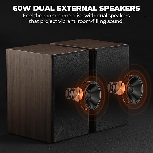 Miniatura 3 de Reproductor de discos de vinilo con cartucho AT-3600L y altavoces de 60 W, tocadiscos de transmisión por correa de 2 velocidades, preamplificador de