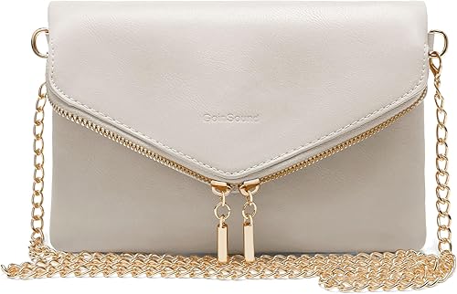 Envelop Clutch Purses for Women Crossbody Bags with Chain Strap Leather Shoulder Bag 3 Card Slot Inside