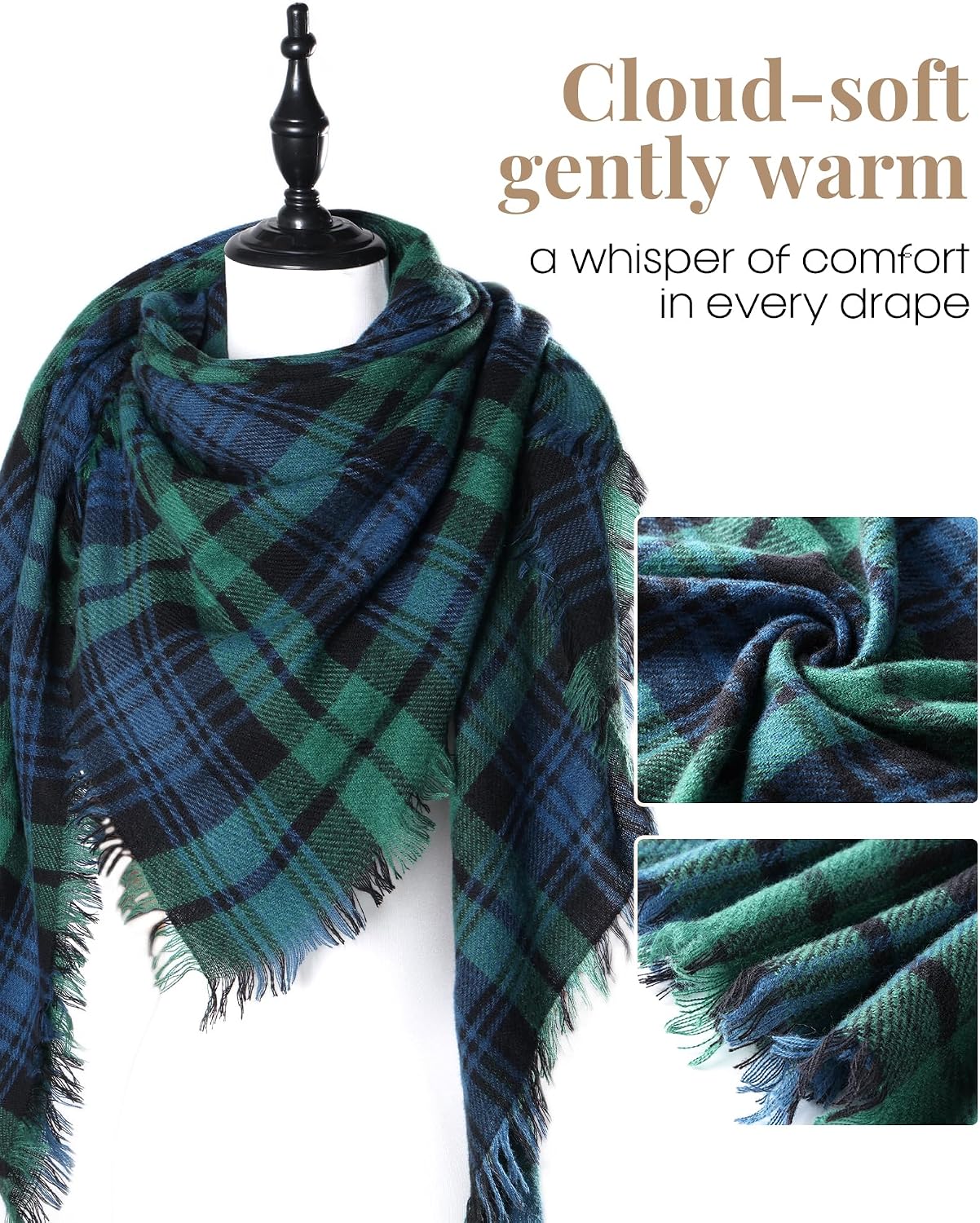 FURTALK Scarf for Women Plaid Soft Shawl Wraps Fall Winter Blanket Womens Scarves