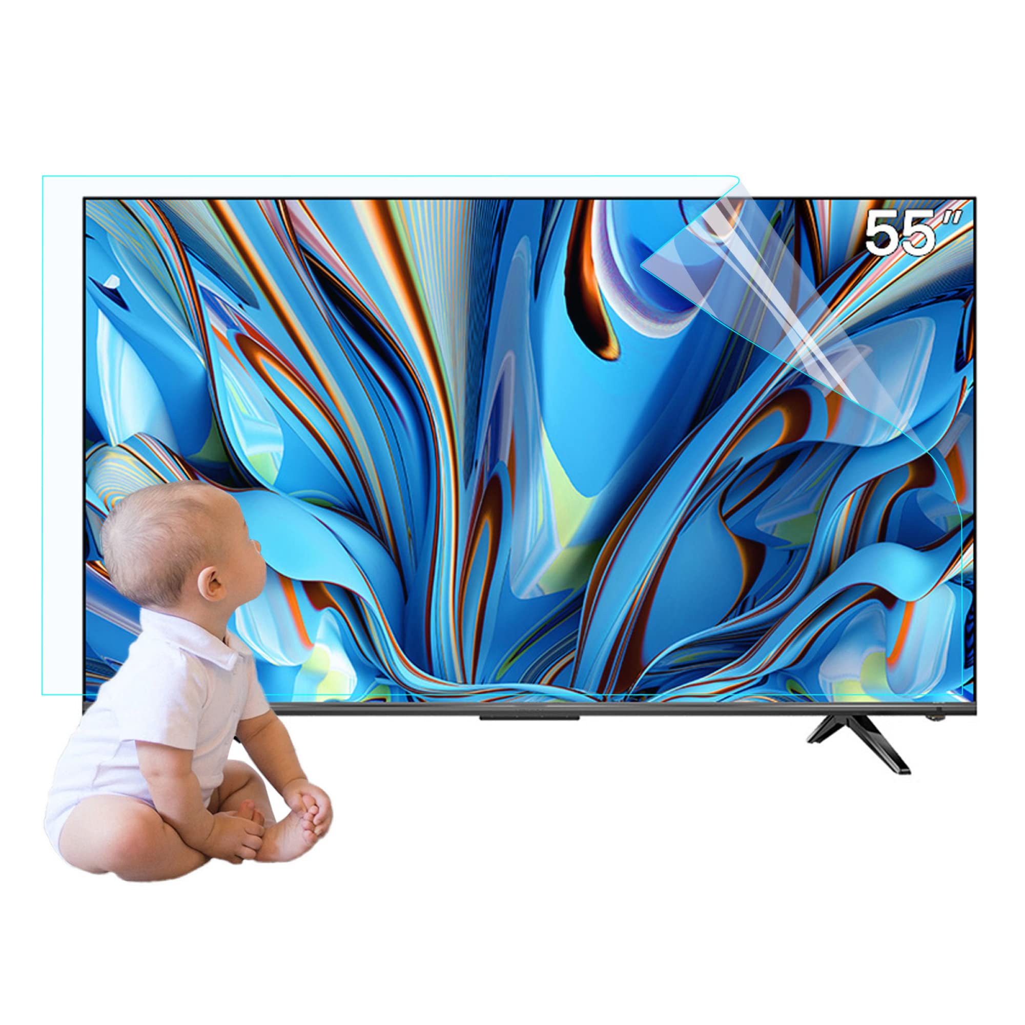 z 55-calowej matowej folii antyodblaskowej z filtrem światła niebieskiego, która jest miękka dla telewizorów LCD, LED, OLED i QLED 4K HDTV(55in1221x689mm)