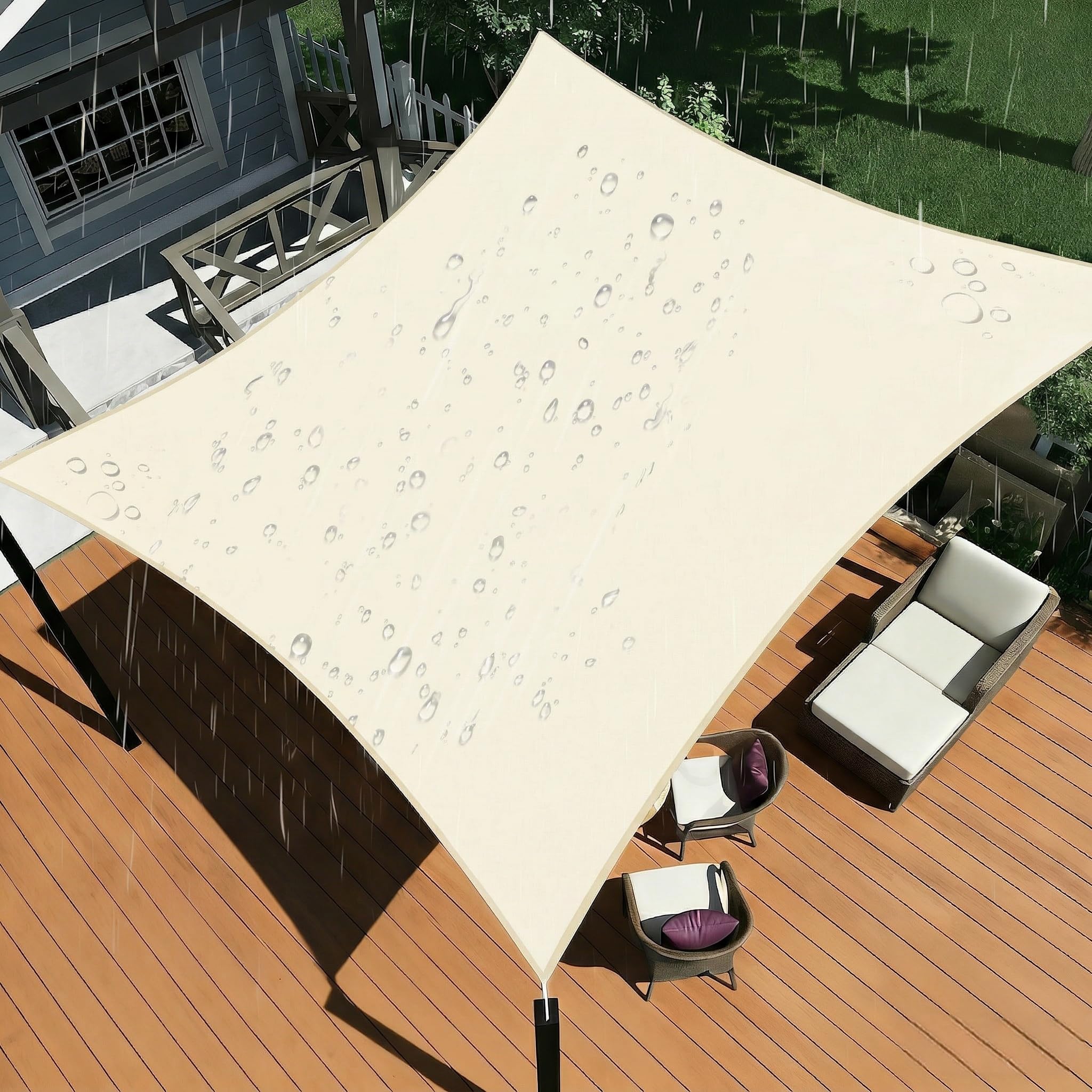 Voile d'ombrage pour terrasse et balcon beige 1.5x1.5m plein air