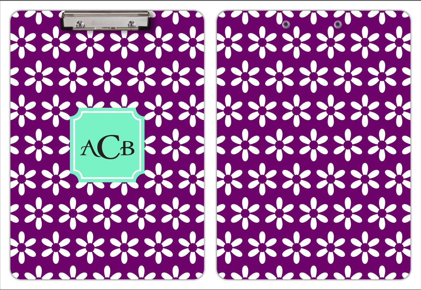 Personalized Flowers Printed Dry Erase Clipboard, Plum