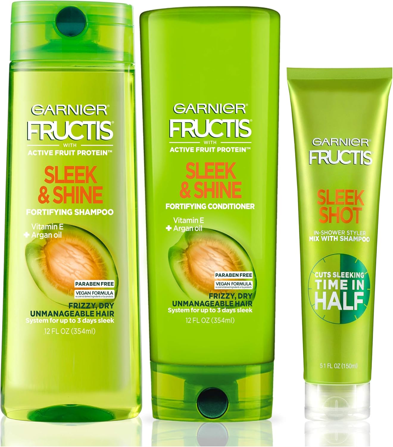 Garnier Hair Care Fructis Sleek and Shine Shampoo, Conditioner, and Sleek Shot InShower Styler
