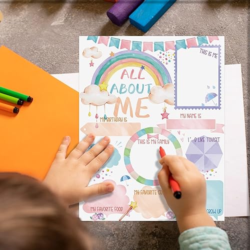 Miniatura 3 de Lesnala 54 pósteres de All About Me, póster de estudiante de estrella, póster colorido para escuela primaria, maestro, aula, primer día de escuela,