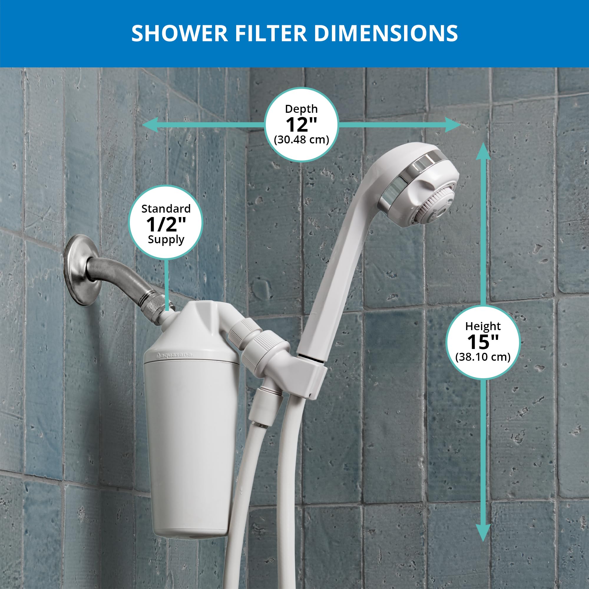 Aquasana, Duschfilter, von Dermatologen empfohlen, für weichere, gesündere Haut und Haare, reduziert nachweislich 90 % Chlors für bis zu 6 Monate, WaterSense-zertifiziert, Handbrause, Modell AQ-4105-E
