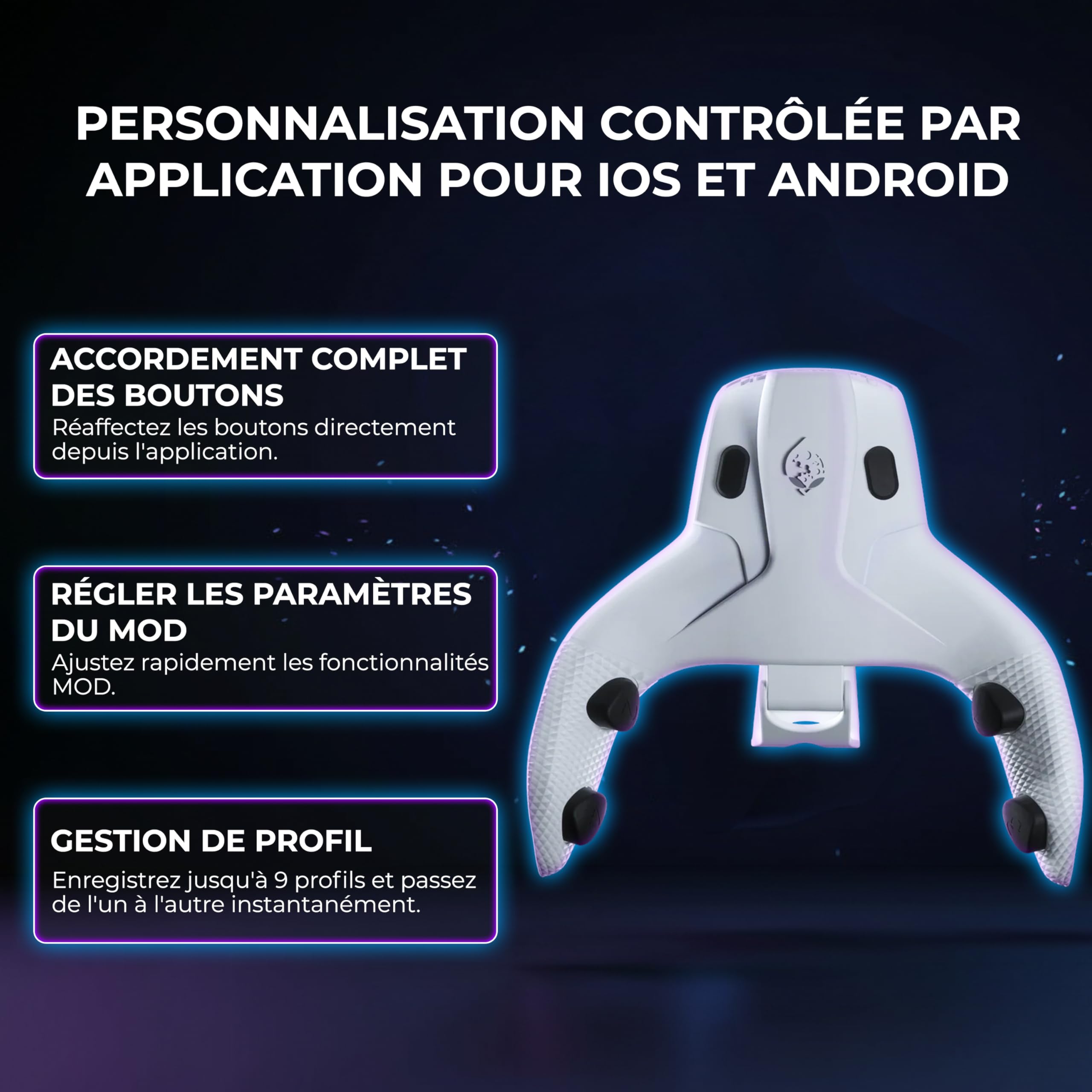 Collective Minds Strike Pack Horizon Vista pour PS5 | 4 Boutons Arrière | Pack MOD via Application | MODs Optimisés pour le Jeu | Connexion USB Filaire | Compatible Manette PS5 DualSense & PC