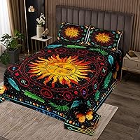 Vista 10 de Erosebridal Juego de edredón bohemio de loto tamaño King indio Hamsa azul degradado, juego de ropa de cama súper suave, acogedor y duradero, regalo