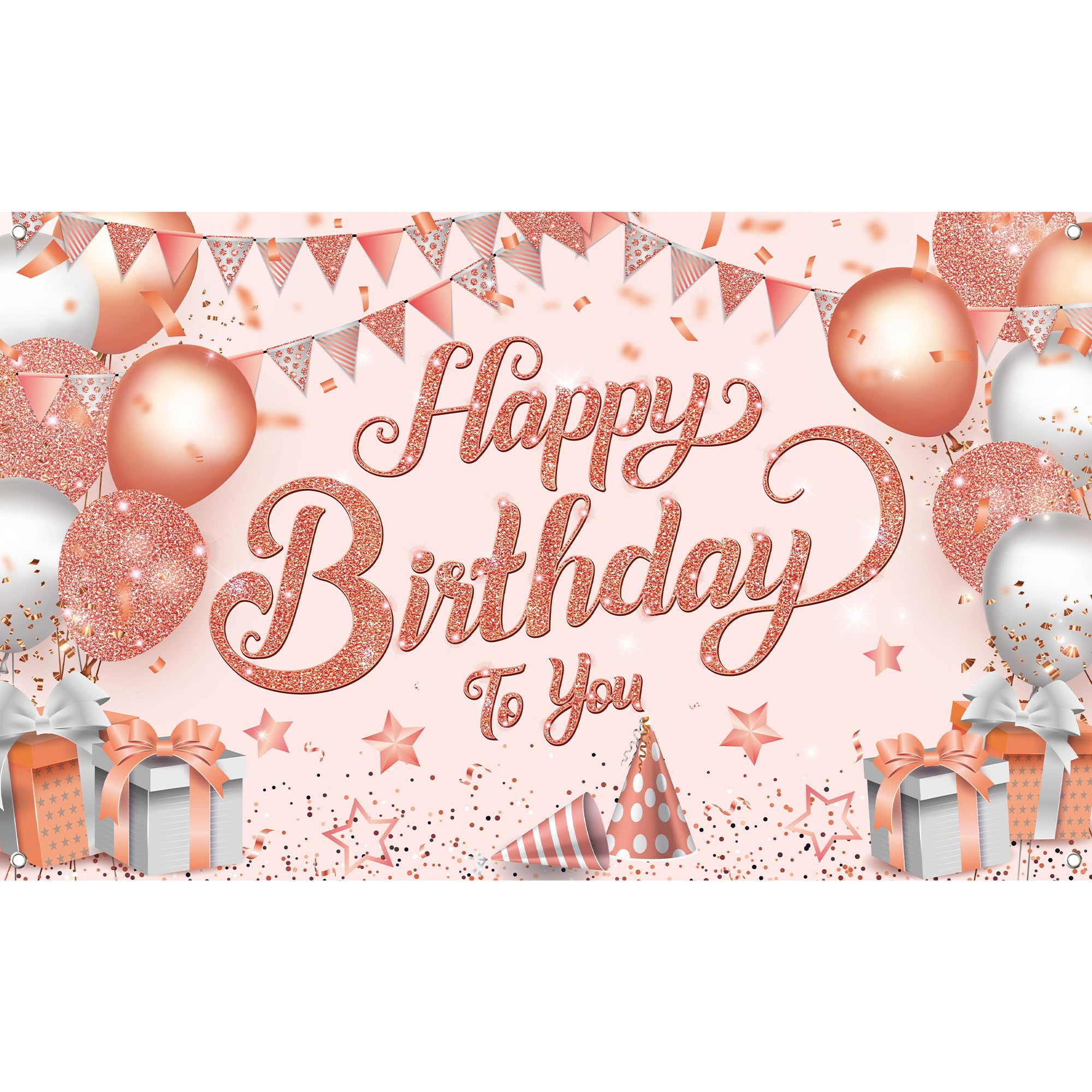 KatchOn, Rose Gold Happy Birthday Banner - XtraLarge 72x44 Inch | Happy Birthday Decorations for Girls, Women | Hbd Banner for Rose Gold Party