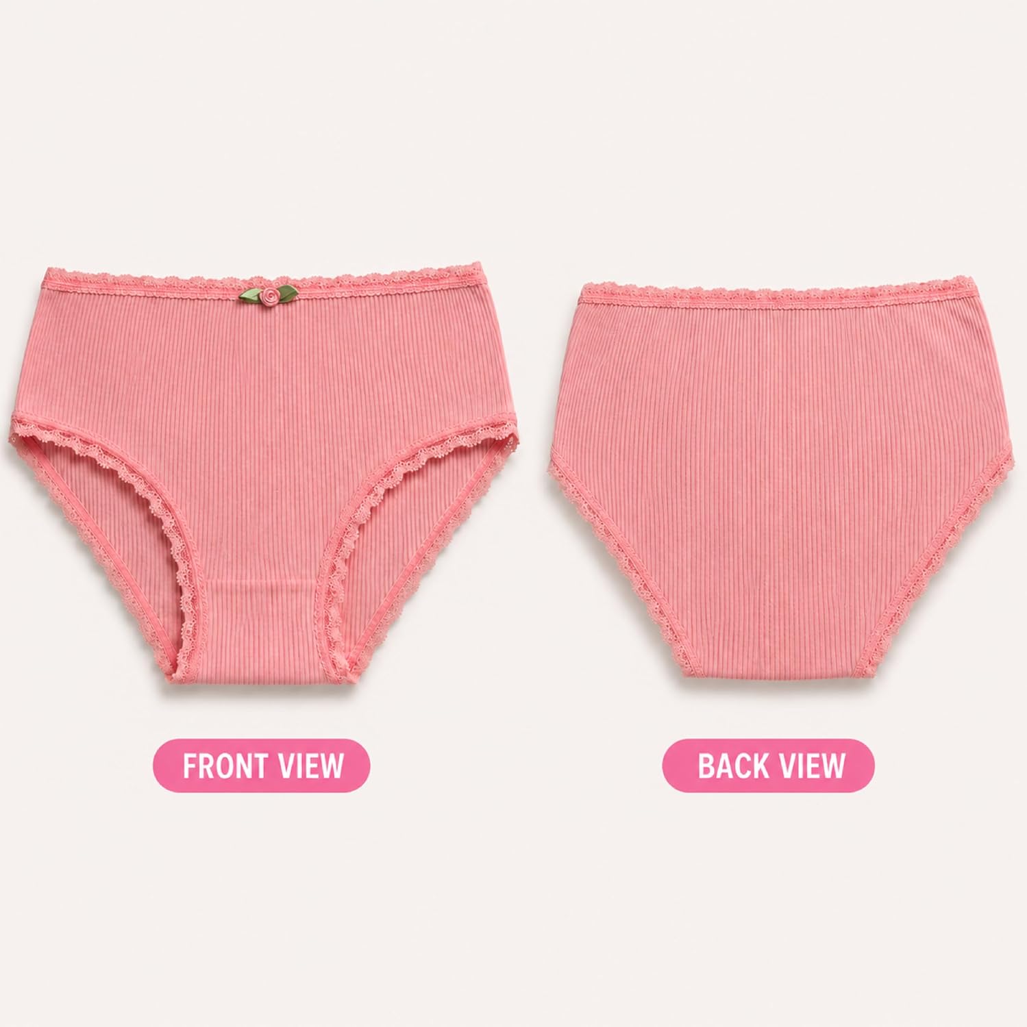 dELiA*s Girls 5 Pack Underwear Panties Soft Cotton Ribbed Lace Trim Panties