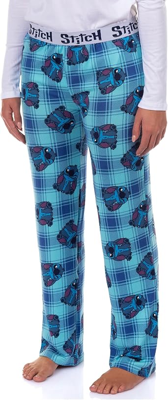 Disney Stitch Pajamas Womens Stitch Plaid Hacci Knit Lounge Sleep Pants