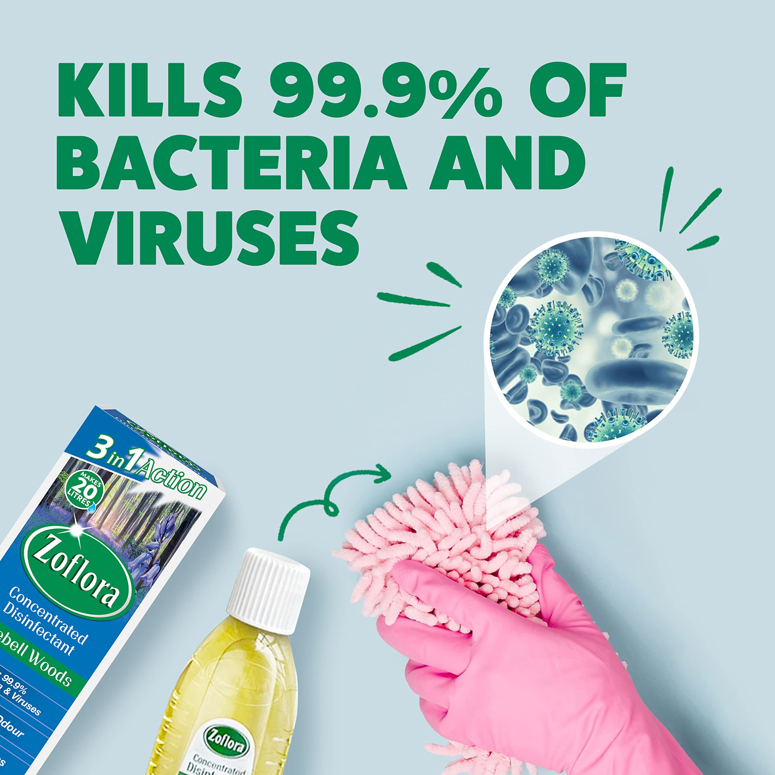 Buy Zoflora Bluebell Woods 500ml, Concentrated Disinfectant, All