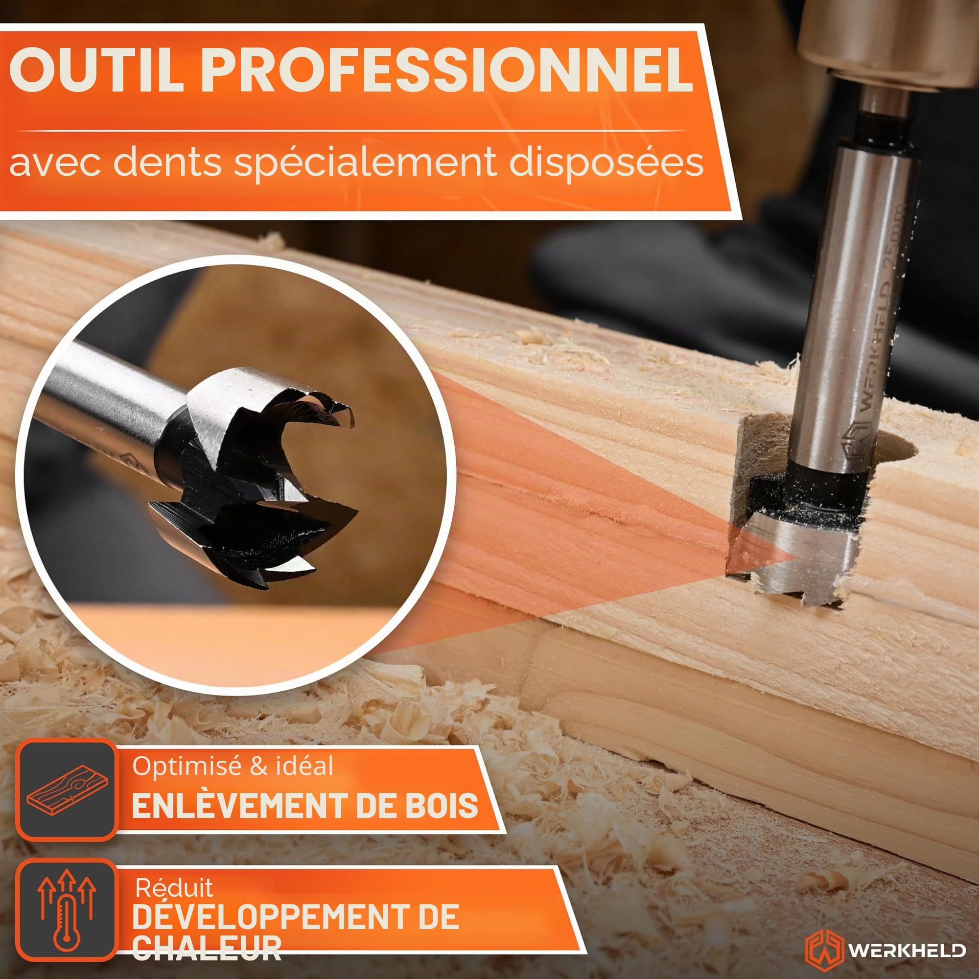 Jeu de mèches Forstner [précises & extra durcies] - 13 mèches différentes de 10 à 60 mm pour tous les types de bois [boîte de rangement incluse]
