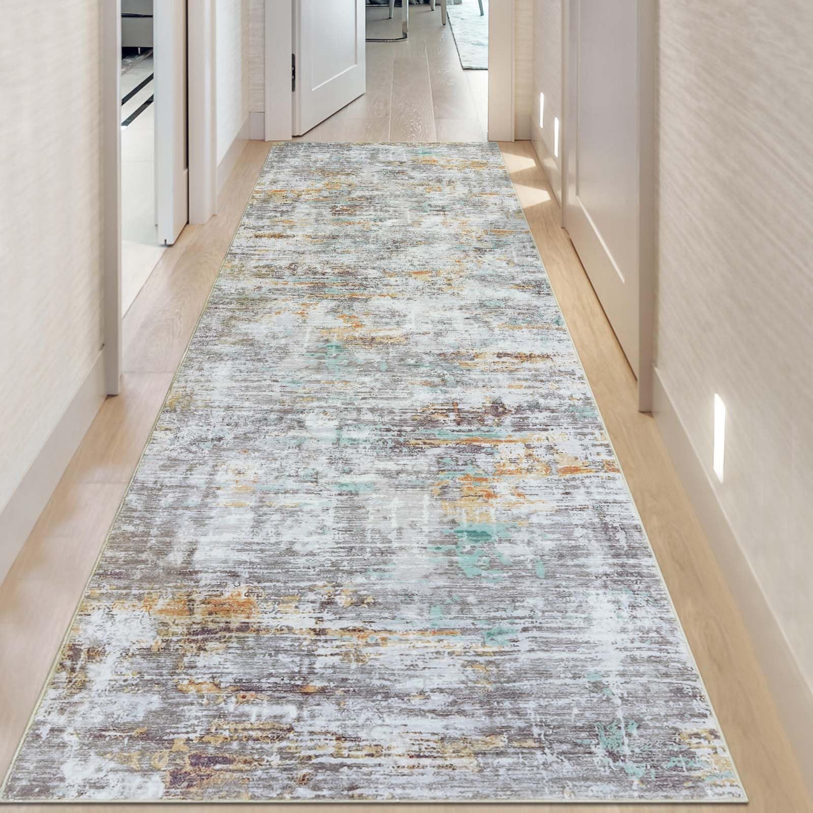 Famibay Teppich Läufer Flur 80x300 Teppich Küche Läufer rutschfest Teppichläufer Flur Waschbar Grau Flurteppich für Küche Schlafzimmer Wohnzimmer Korridor