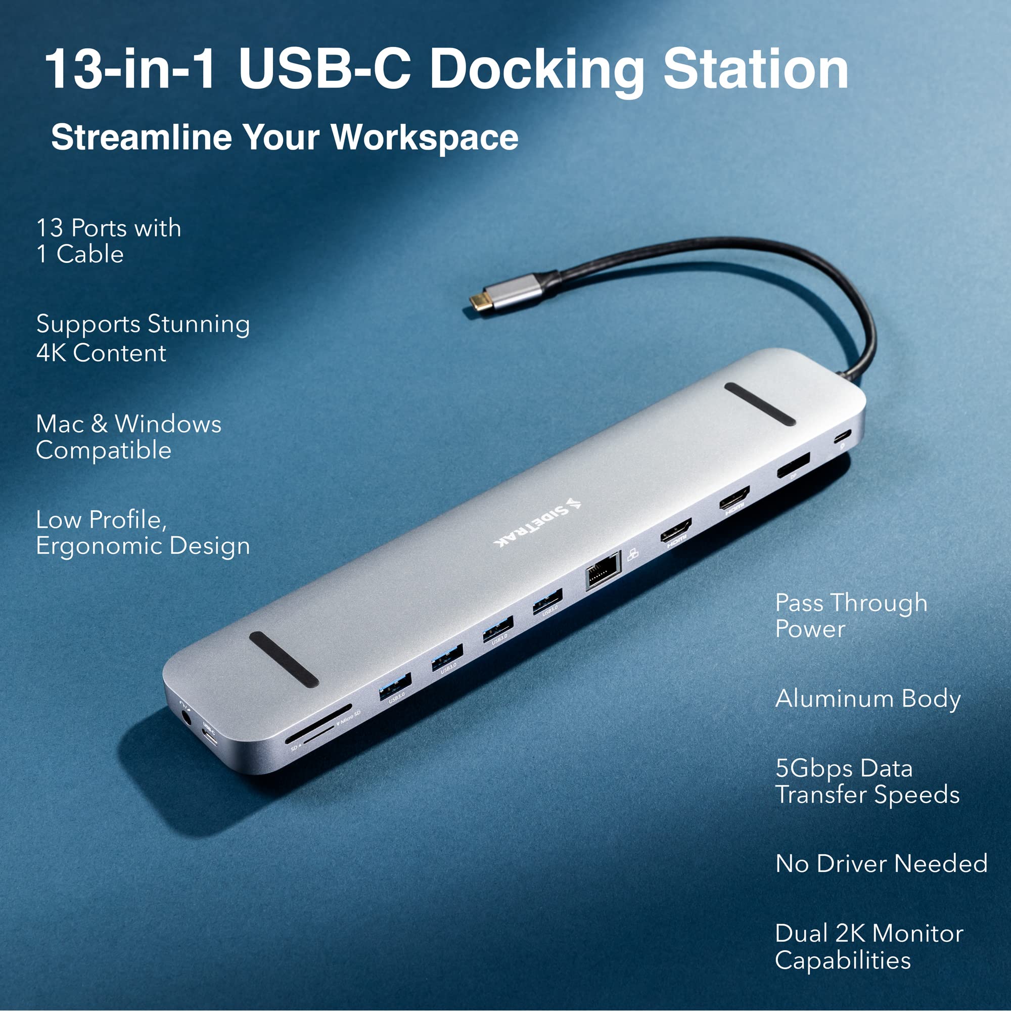 Amazon.co.jp: SideTrak 4Kドッキングステーション 13-in-1 - USB-C
