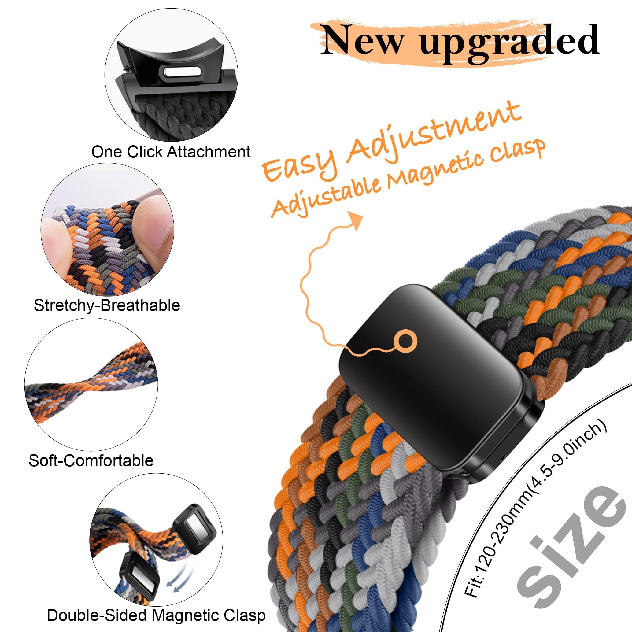 JDIME No Gaps Fascia intrecciata per Samsung Galaxy Watch 7 6 5 4 44mm 40mm/5 pro braccialetto magnetico per Galaxy watch6 watch4 classic 47 43 cinturino