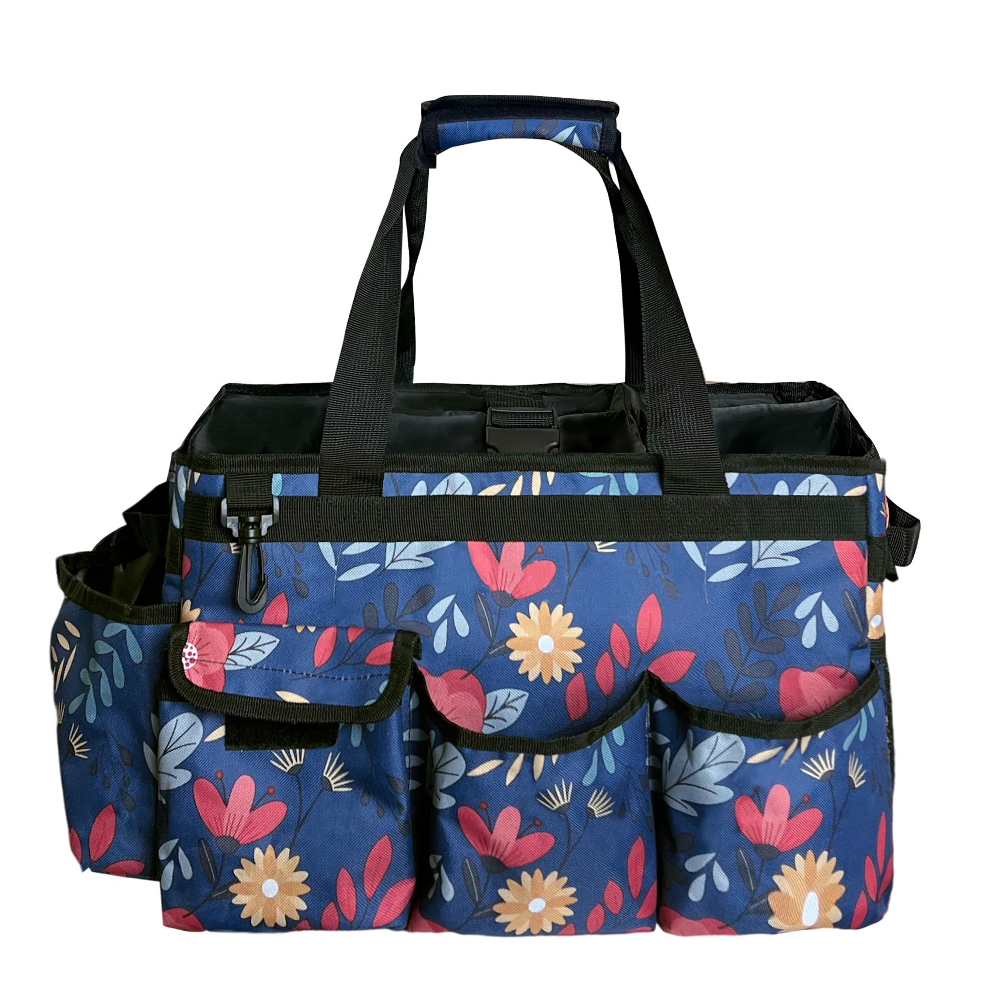 Borsa portaoggetti per la pulizia, organizer per la pulizia con manico, grande borsa per la pulizia di casa, auto e bagno, borsa per le pulizie con spallacci regolabili (blu)