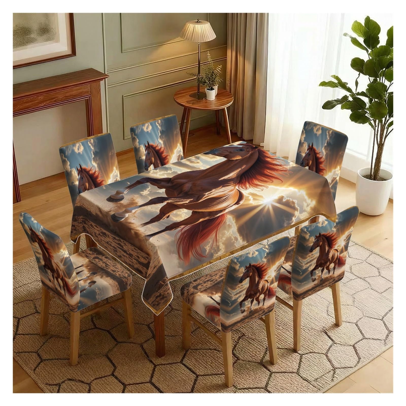 Parure de table rustique avec nappe et housses de chaise extensibles de qualité