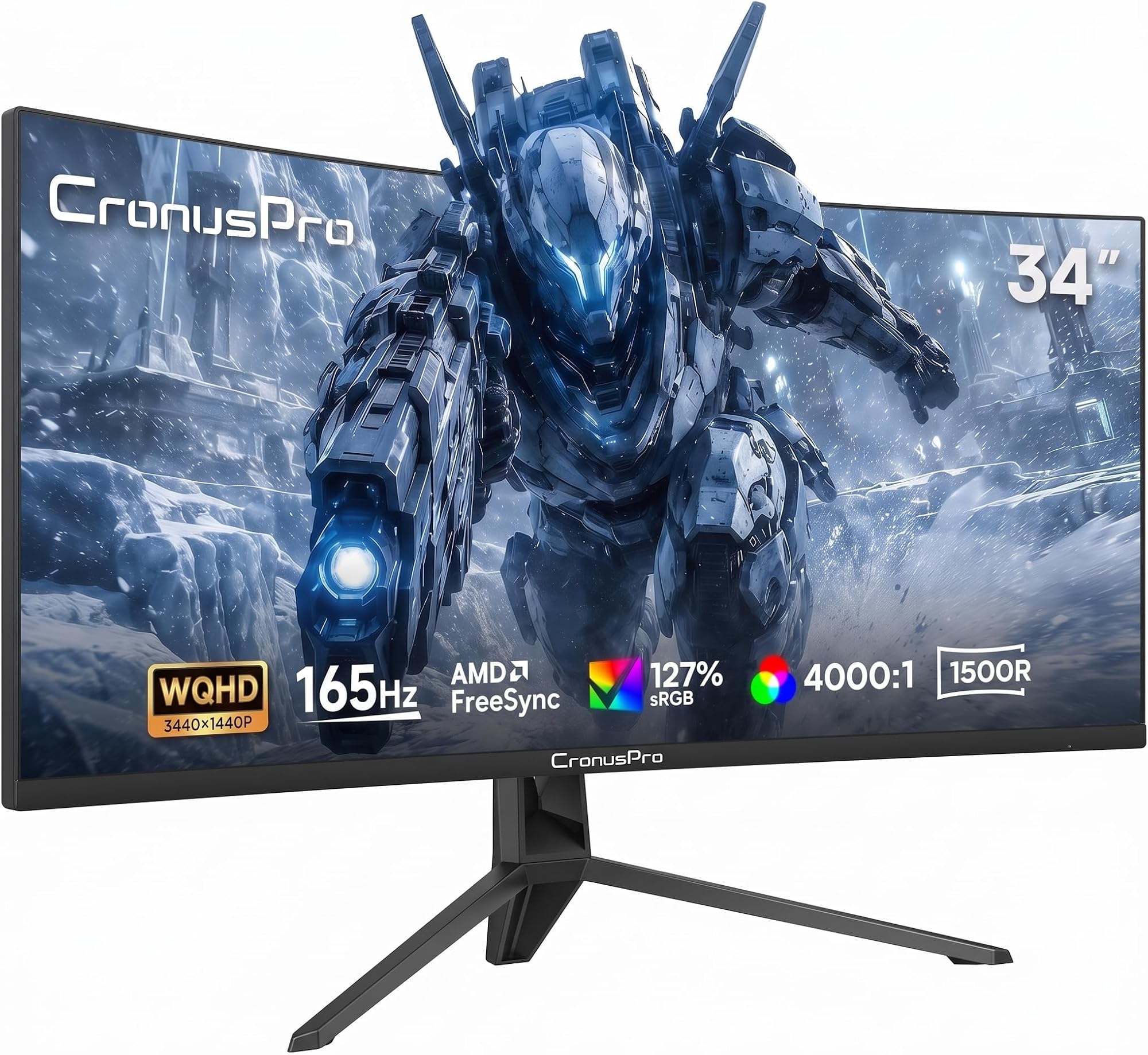 CronusPro 34 Inch Ultrawide Curved Gaming Monitor, UWQHD 3440x1440, 165Hz: image 1 of 8