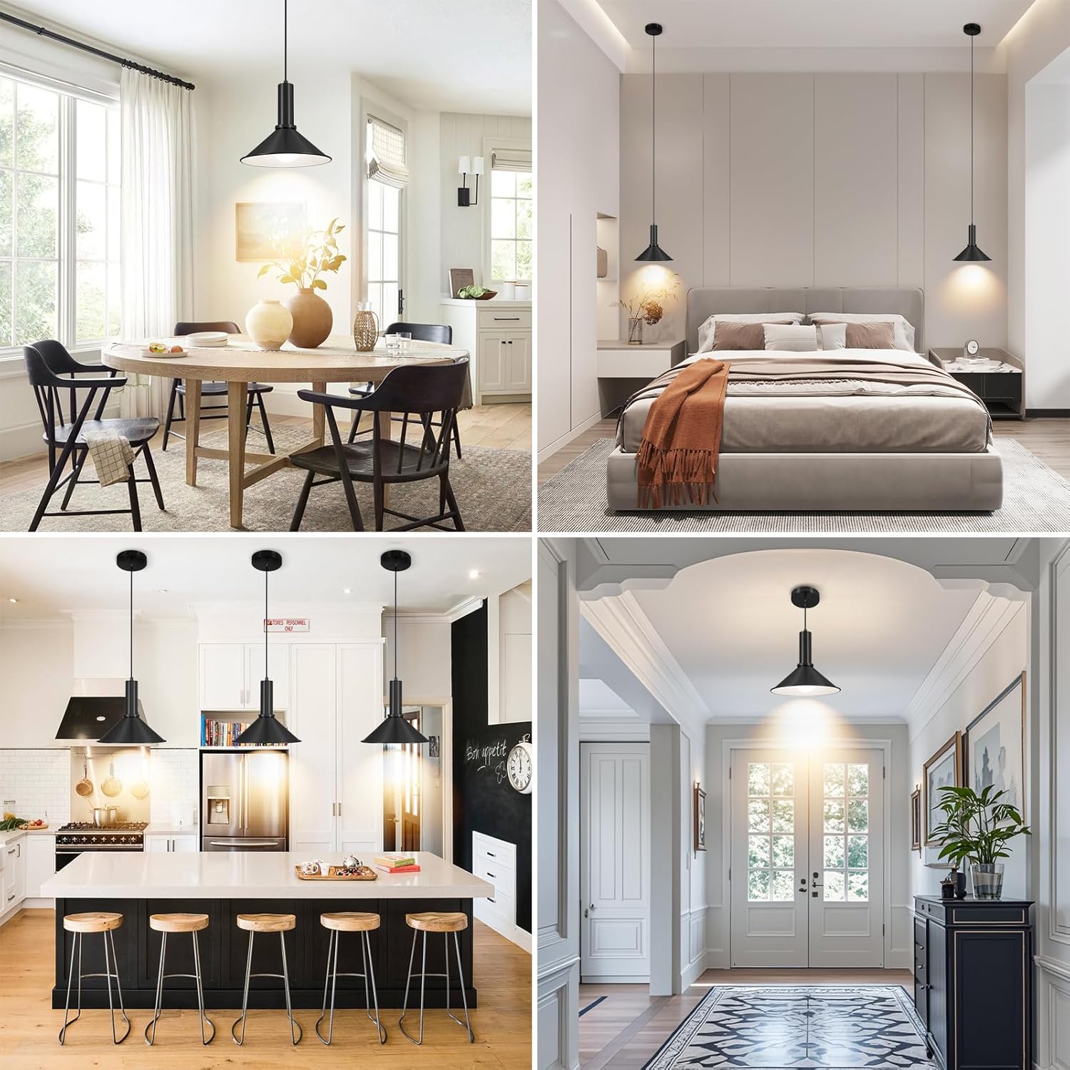 2 Pack Battery Operated Pendant Lights,Rechargeable Pendant Light with Remote,Black Pendant Light Fixtures for Kitchen island,Modern Industrial hanging Lights for Dining Room Hallway Entryway Bedroom