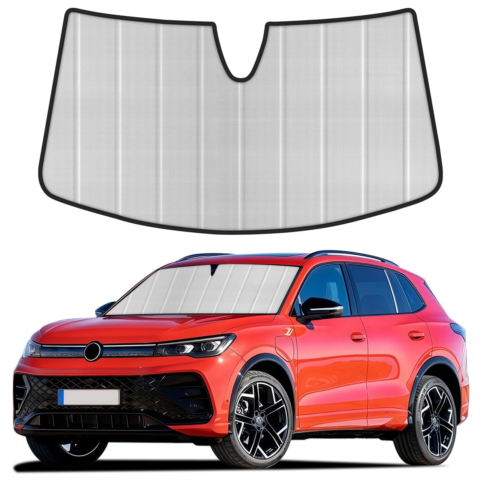 Sonnenschutz Frontscheibe für VW Tiguan 2020-2025, Faltbare Auto-Sonnenblende Frontscheibenabdeckung zum Innenaufbau Effektiver Hitzeschutz & UV-Schutz