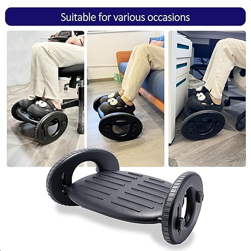 Miniatura 3 de Reposapiés para debajo del escritorio, ajuste de ángulo de 4 niveles y función de balancín activo, soporte de pie ABS duradero, diseño