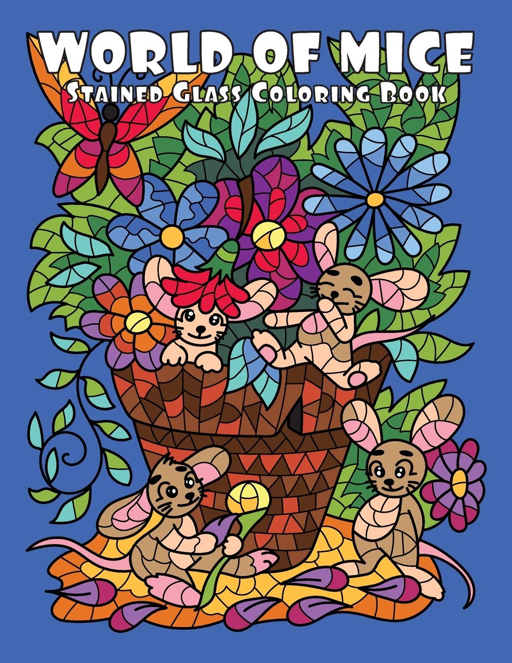 WORLD of MICE (Stained Glass Coloring Book): Mosaic Coloring Book for Adults Relaxation and Stress Relief