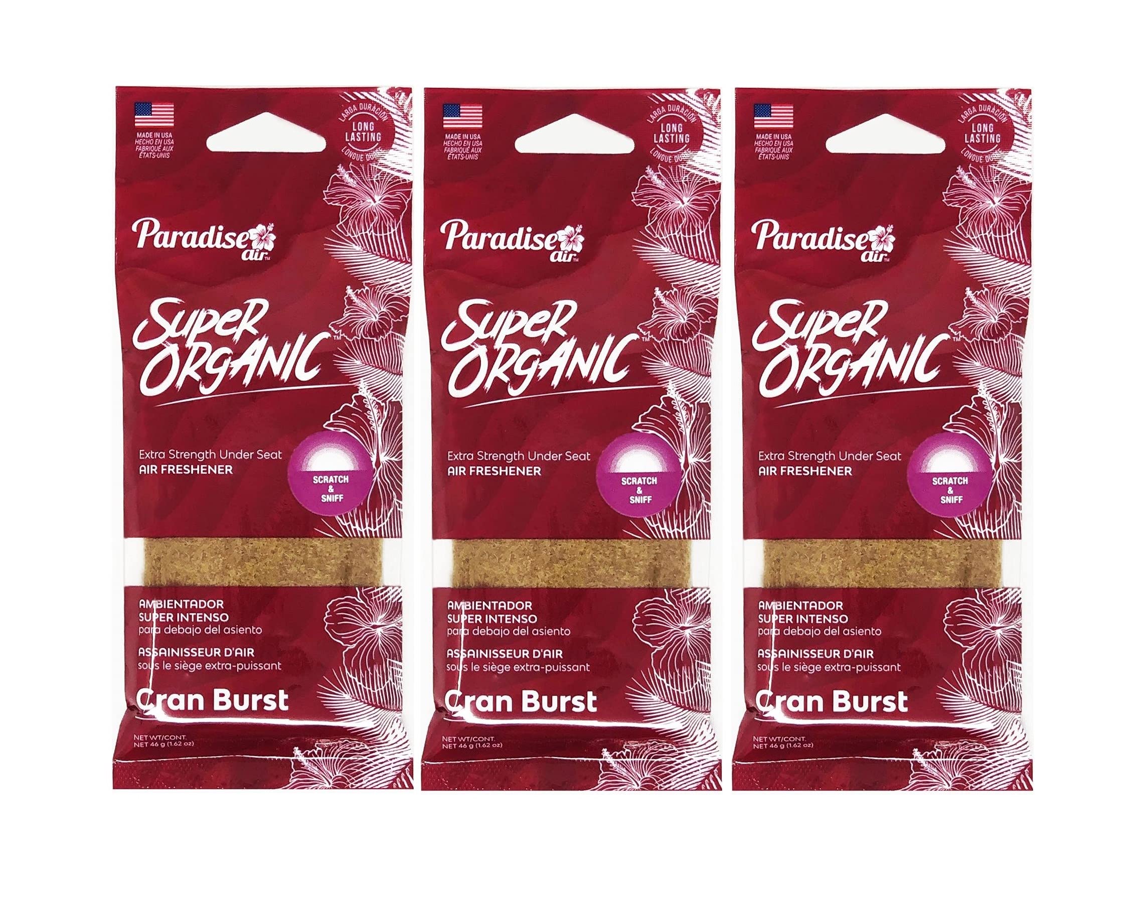 3 Piece Paradise Air Super Organic Car Air Freshener Cran Burst USA