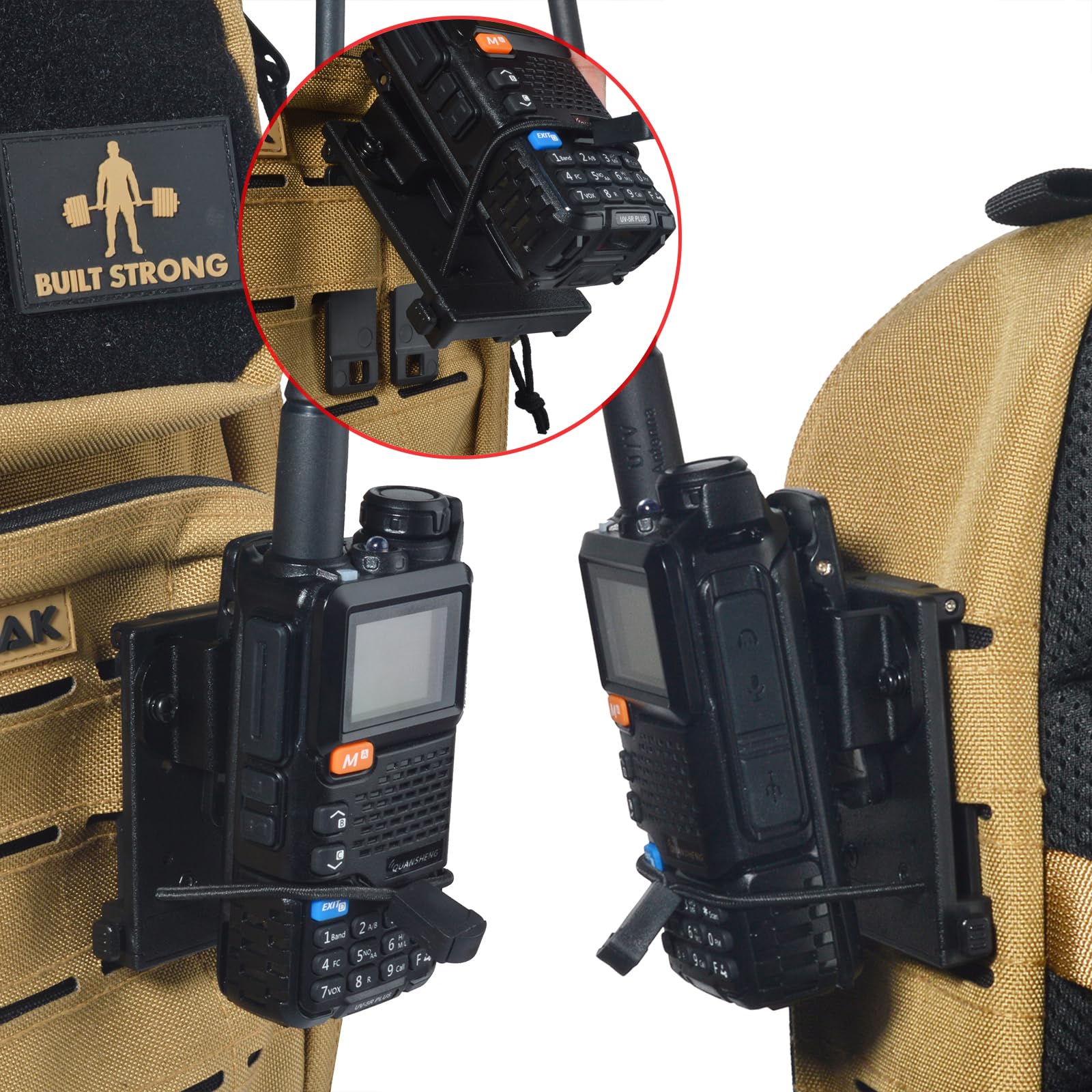 HYS Support pour talkie-walkie avec système MOLLE pour ceinture, sacs à dos, compatible avec l'émetteur portatif Baofeng Quansheng Motorola et le microphone de haut-parleur