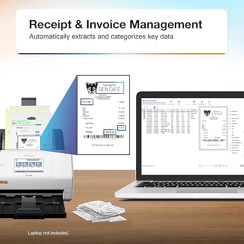 Miniatura 3 de Epson RapidReceipt RR-600W - Escáner inalámbrico de escritorio a color de 2 lados para recibos y documentos con software ScanSmart AI PRO para