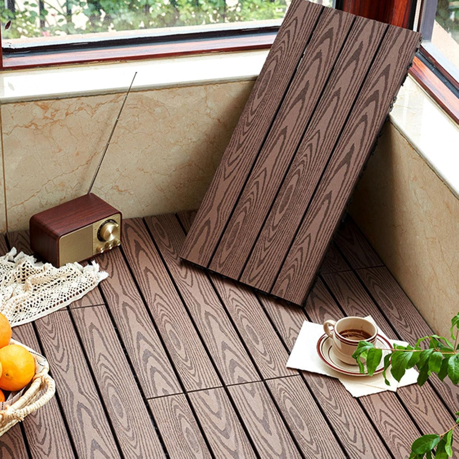 Tuiles de terrasse en bois composite dalles de terrasse en bois plastique