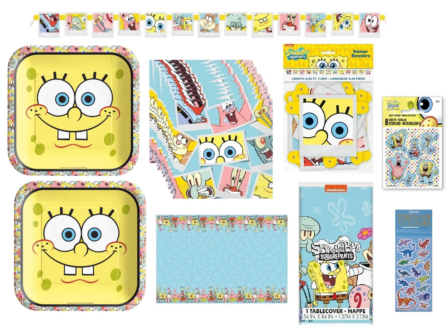 Servilletas De Bob Esponja – 16 Unidades Para Fiesta Cumpleaños – Suministros Infantiles Multicolor
