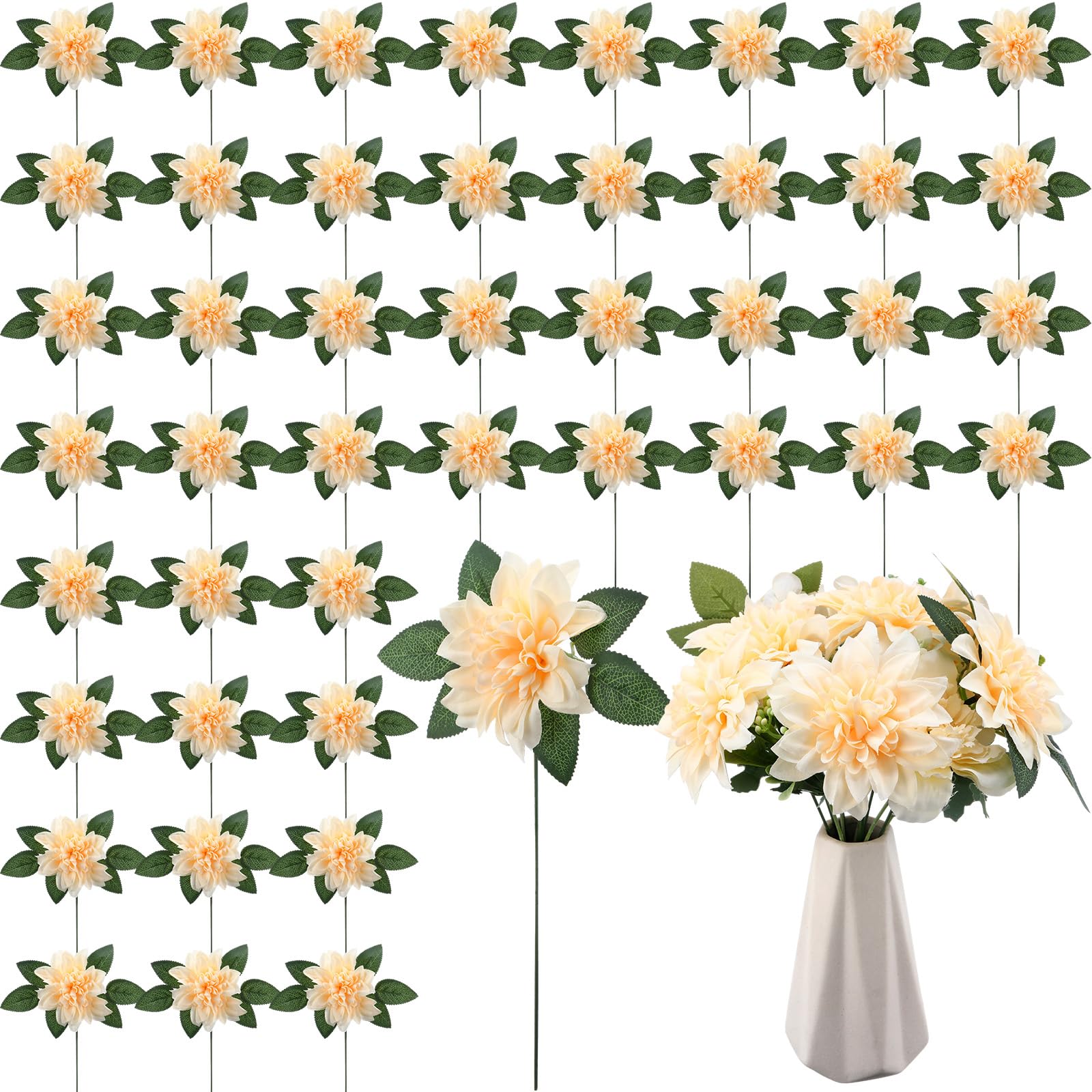 XunYee 50-Pack Artificial Wedding Dahlia Flowers