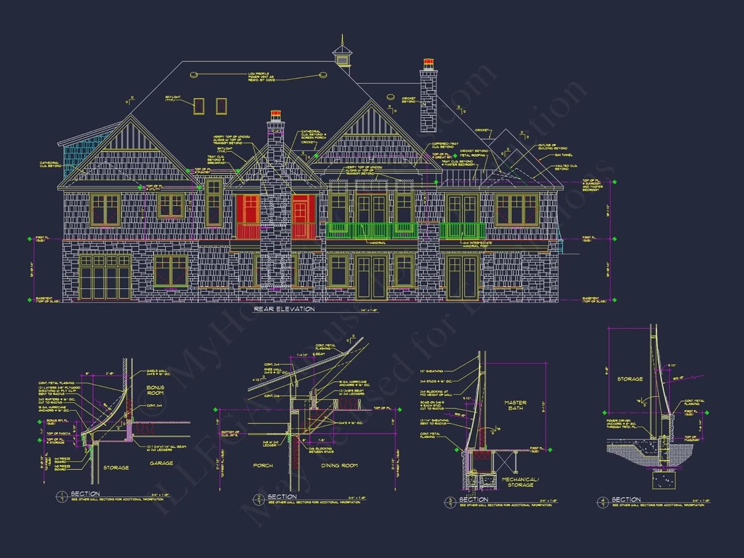 19-1004 HOUSE PLAN - European Traditional House Plan – 5-Bed, 5-Bath, 4,186 SF