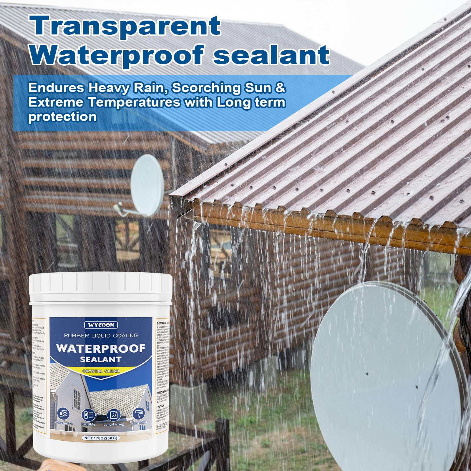LiquiÉtanchéité Transparent 5KG | Agent Anti-Fuite Imperméable Intérieur/Extérieur | Réparation Fuites Salle de Bain, Toiture, Carrelage | Membrane Waterstop Incolore à Base d'Eau