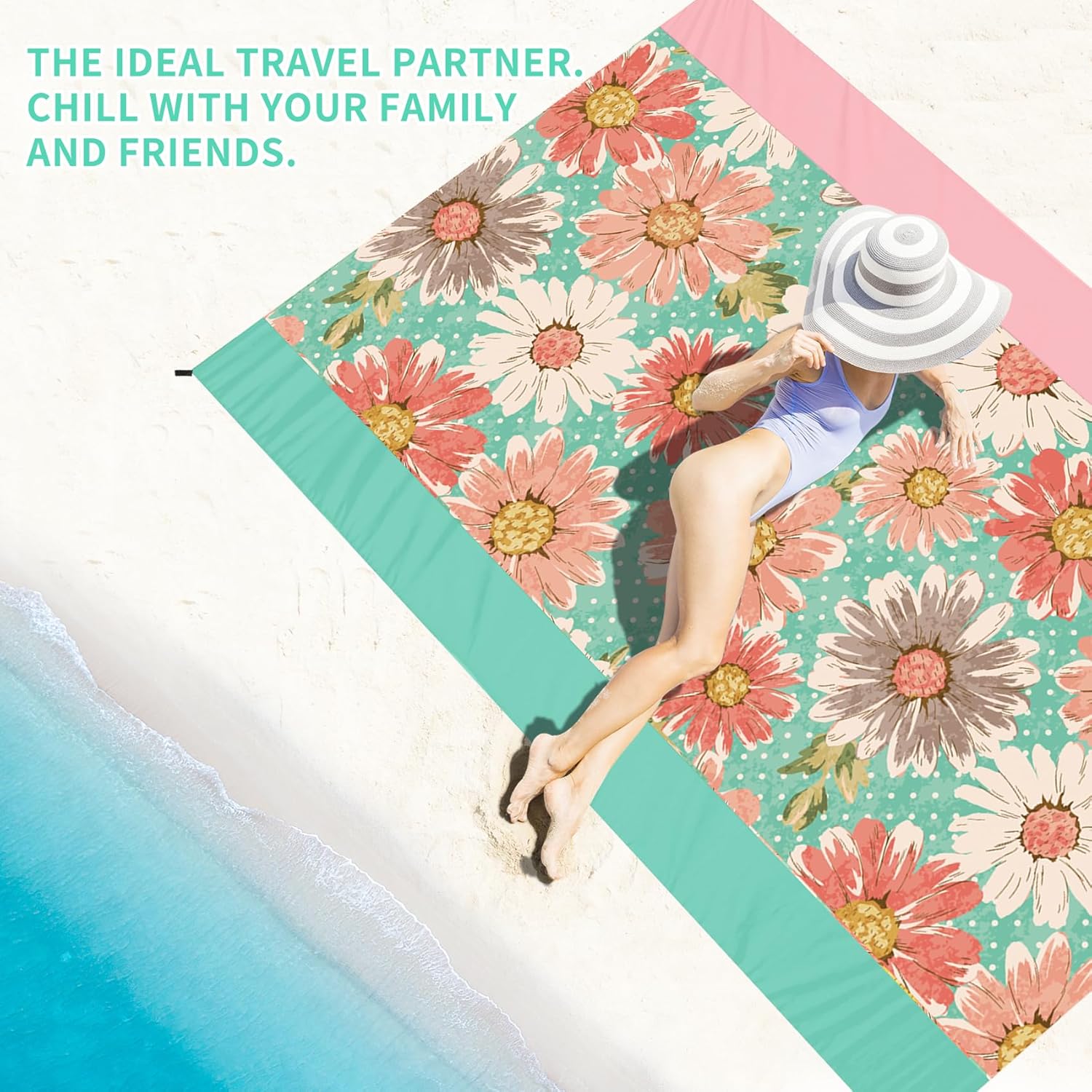 BYDOLL Beach Blanket Waterproof Sandproof 78''×110'' Suits1-7 Adults Compact Lightweight Oversized Sand-Free Blanket Large Picnic Mat for Beach Travel Camping Hiking - Image 5