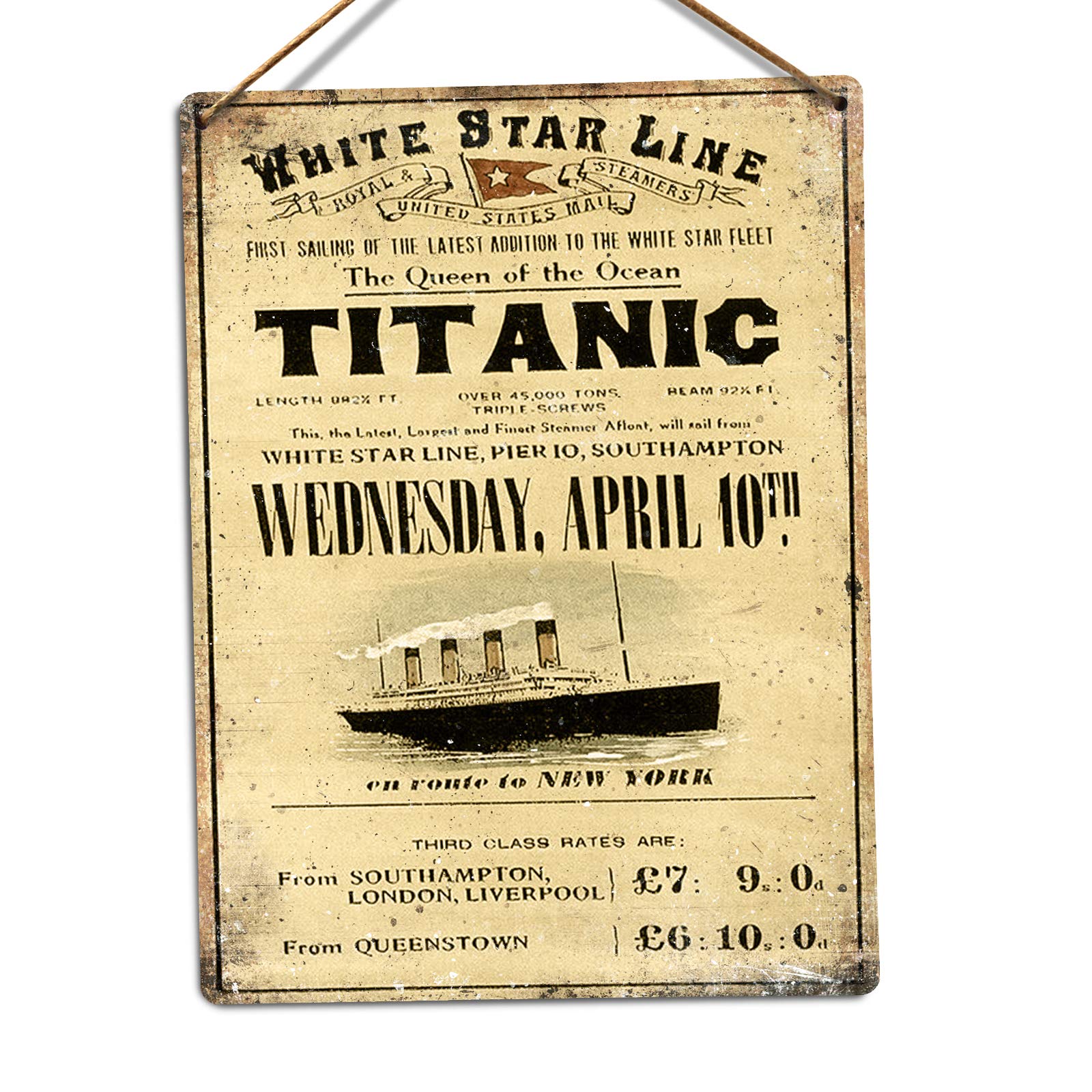 Toasted Merch Titanic Collection - V5 – Medium Twine | Printed Metal Wall Sign Plaque