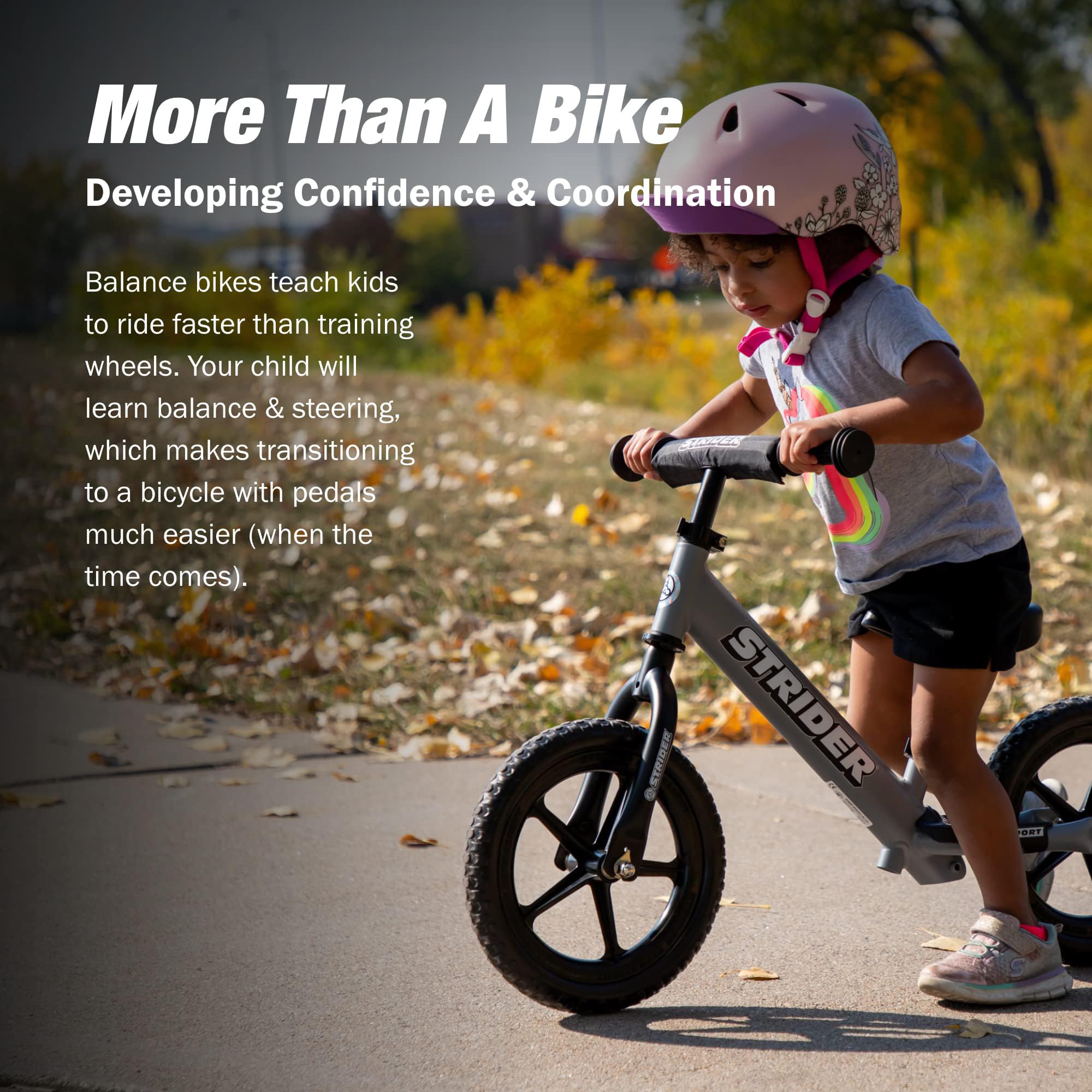 Strider 12 Sport Bike - Fahrrad ohne Pedale für Kinder - Laufrrad ab 1 bis 4 Jahre - Baby Lauflernrad, Ultraleicht, Höhenverstellbarer Sattel, 12 Zoll Räder