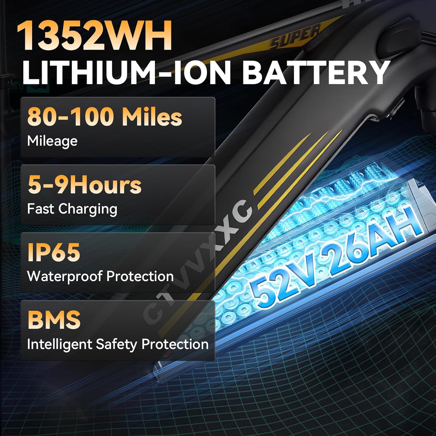 8000W Peak 45-50MPH 52V 26Ah 1352Wh Battery Dual Motor Bike for Adults, 95-105 Miles Long Range with Hydraulic Disc Brake,26”x4.0” Fat Tire Electric Mountain E Bike 7-Speed Gear Lockable Suspension