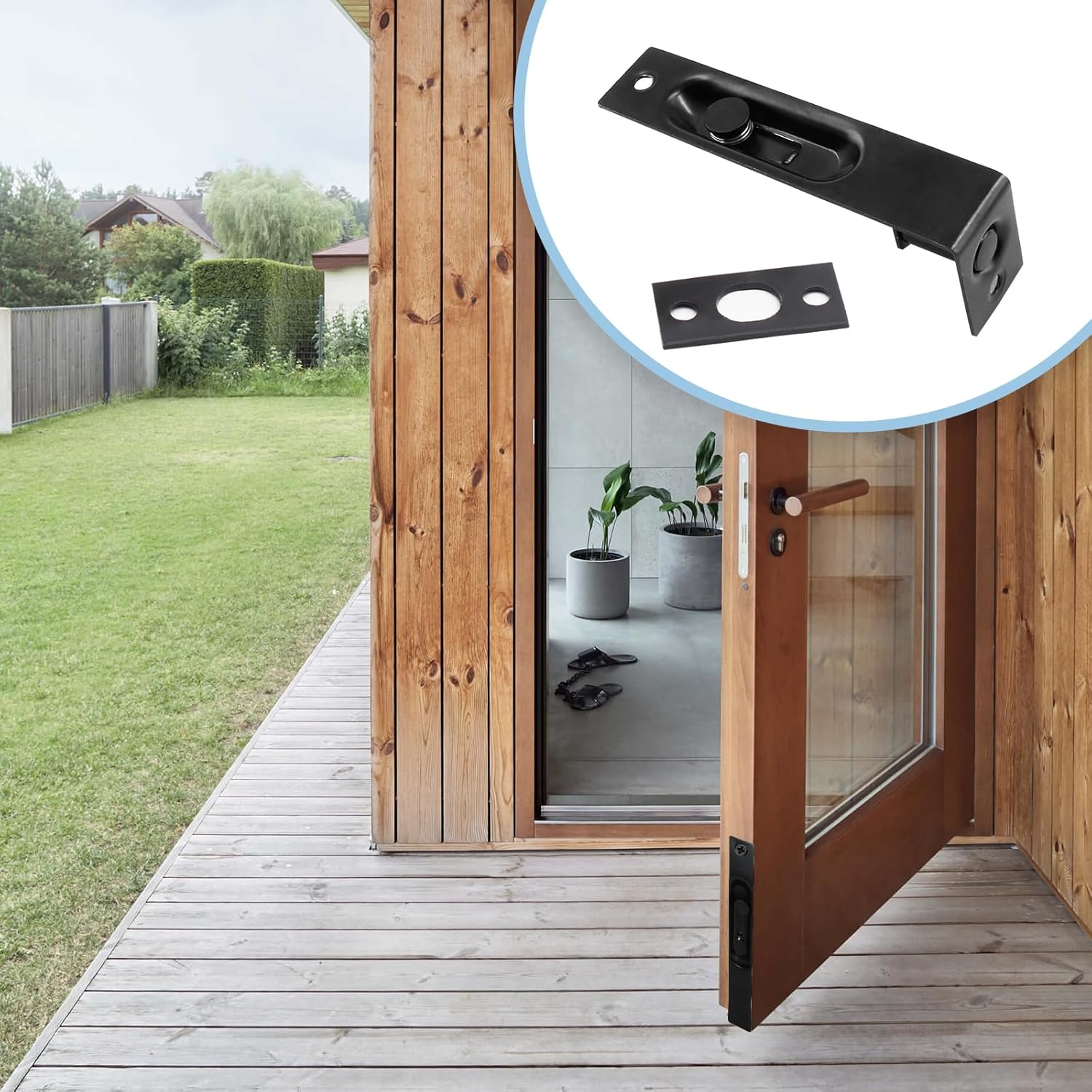 Biaungdo 2 Pcs 4 Inch Door Gate Flush Bolt, Stainless Steel Flush Slide Lock Bolt Heavy Duty French Door Lock Latch Concealed Slide Lock Flush Bolt for Door(Black, Double-Open Door)