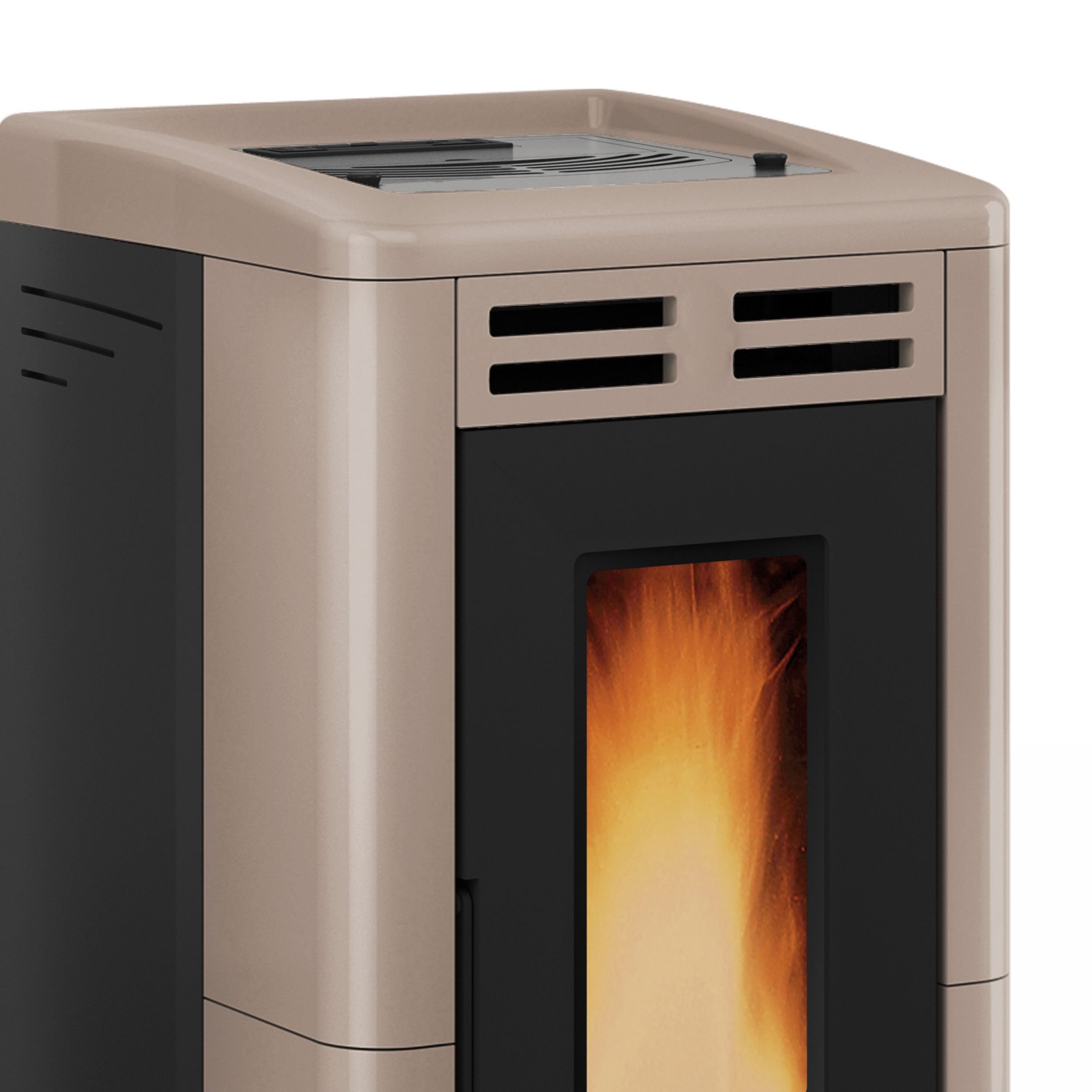 EXTRAFLAME Anastasia Plus - Stufa a Pellet in Ghisa, Beige, Pellet, A Terra, Sfiato Diretto, Efficienza 89%, Potenza 12 kW, Fino a 3700 m²