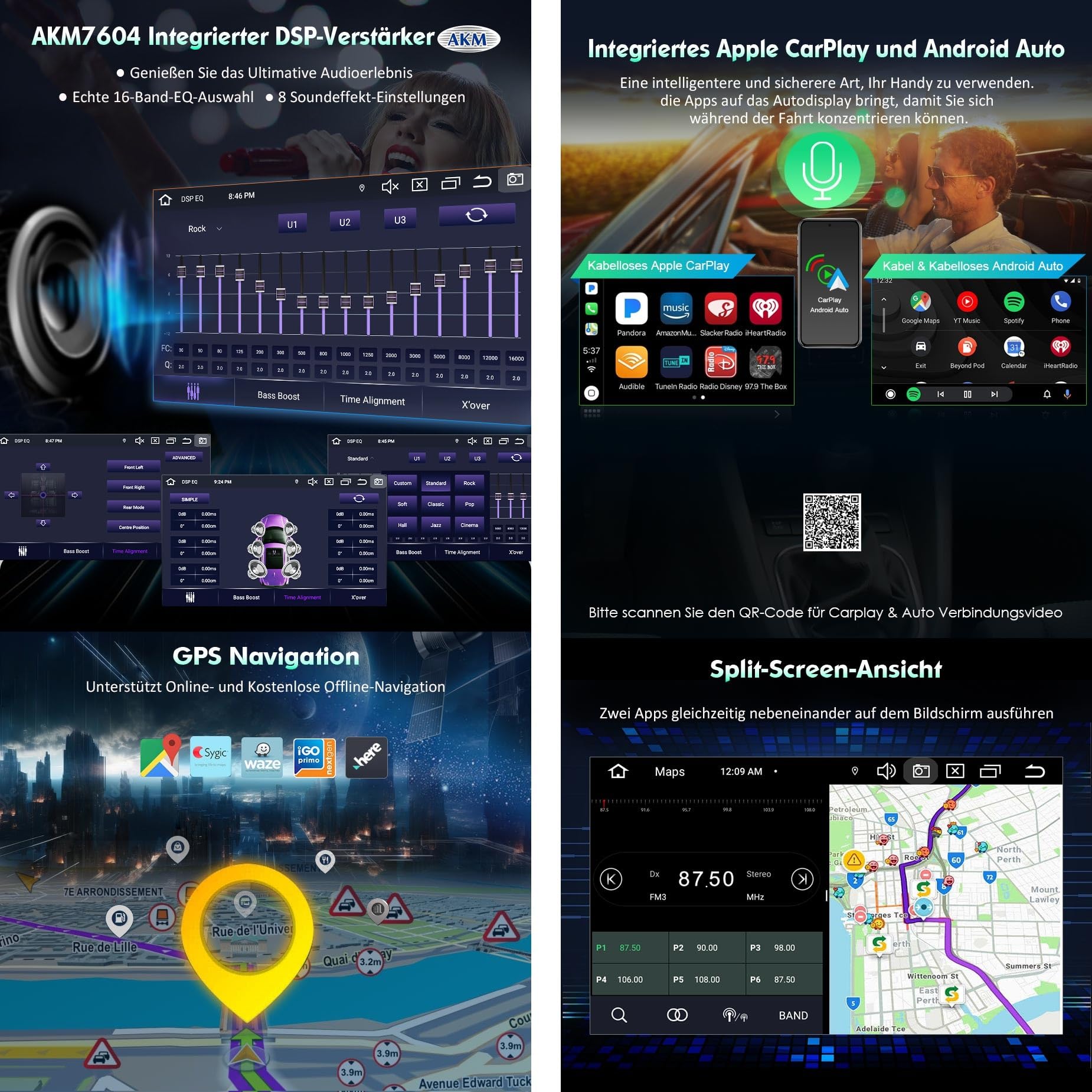 Acht Kern Android 16 GPS Autoradio Bluetooth 5.0 Für Toyota AURIS 2007-2012 mit Navigation 4GB+64GB Unterstützt CarPlay Android Auto CD DSP WiFi 4G USB Canbus SWC DAB+ OBD2 TPMS 7 Zoll IPS Touchscreen