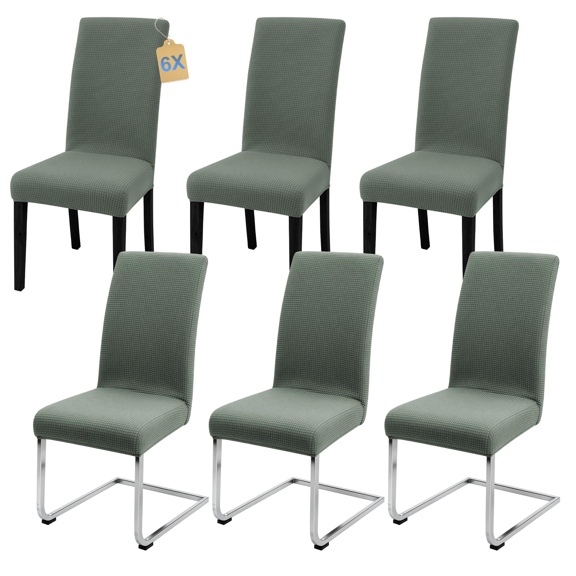 SUKAIKEQA Dehnbarer Stuhlbezug, Hochstuhlbezug, Bürostuhlbezug, (Satz 4/6/8 Stück mit Rückenlehne), geeignet für Wohnzimmer, Küche, Party und Hotel (6, cyanfarben)